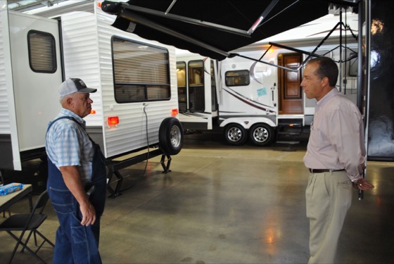 RVs and visitors on the show floor