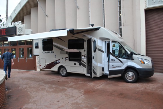 RVs and visitors on the show floor