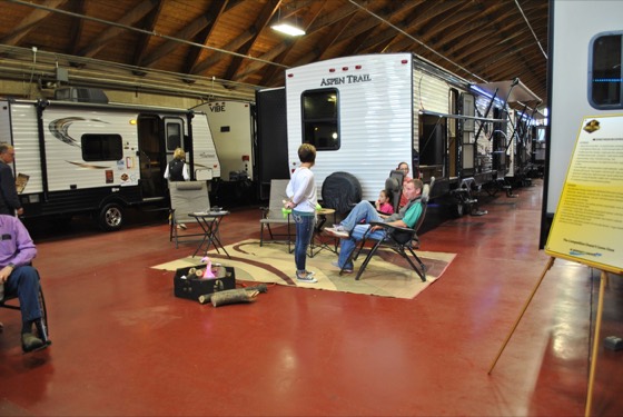 RVs and visitors on the show floor